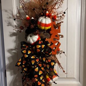 Festive Halloween Candy Corn Door Wreath